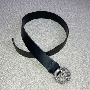 Accessories | Peace Sign Metal Buckle Leather Belt Made In 
